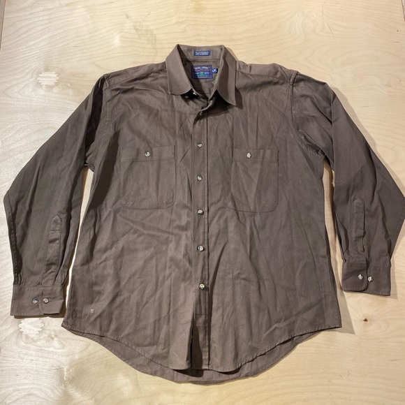 Members Only Dark Brown Casual Button Down Shirt Large (GA) - Picture 6 of 9